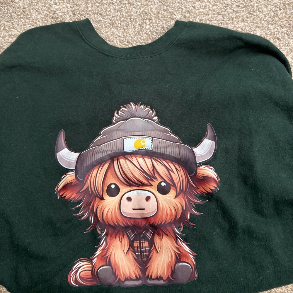 Hunter Green Highland Cow Sweatshirt